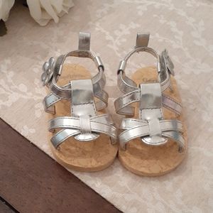 Silver crib shoes baby sandals 3-6 mo like new
